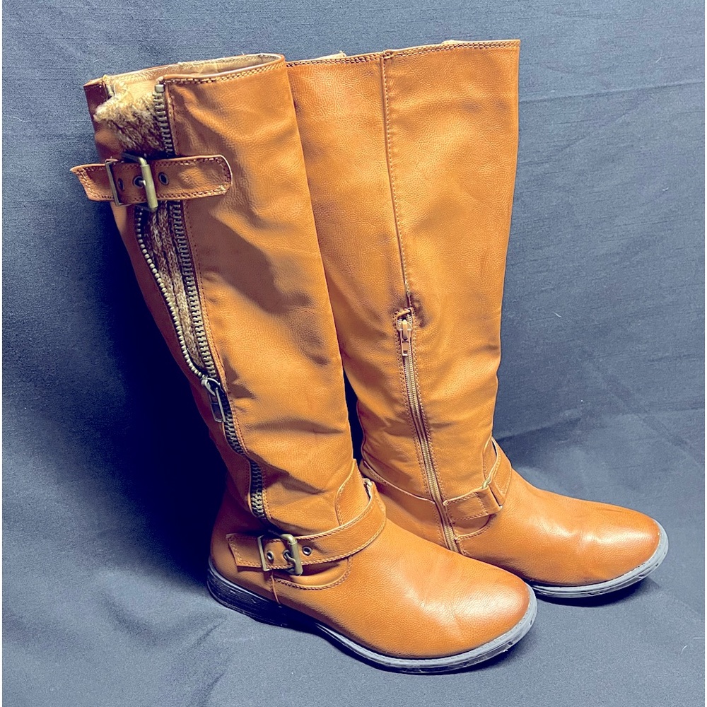JustFab Faux Leather Boots. Carmel colored. Size 9/40W